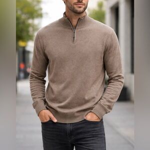 Christian Lacroix Taupe Quarter Zip Sweater  Large | Quiet Luxury  Knit EUC